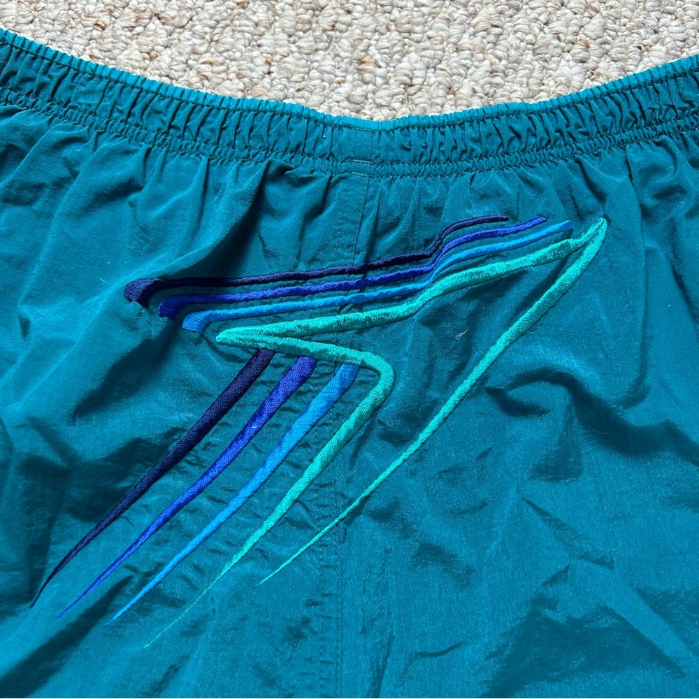 Speedo Vintage Board Shorts Mens Large 90s Teal Blue Embroidered Pockets - Picture 4 of 12